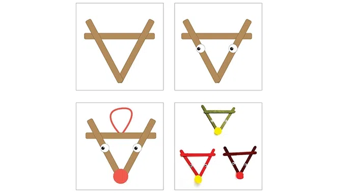 Making popsicle stick reindeer ornament
