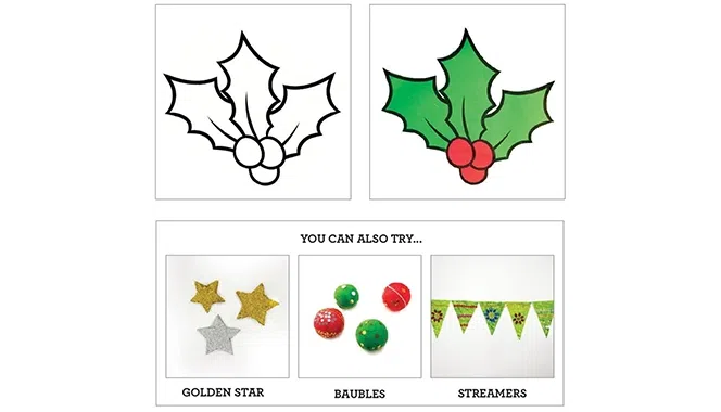 Making paper holly leaves