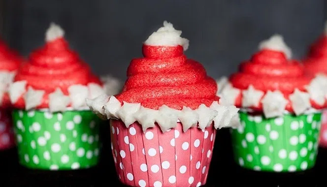 Santa hat cupcakes