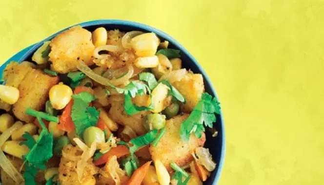 Bread and vegetable upma lunch box menu for kids